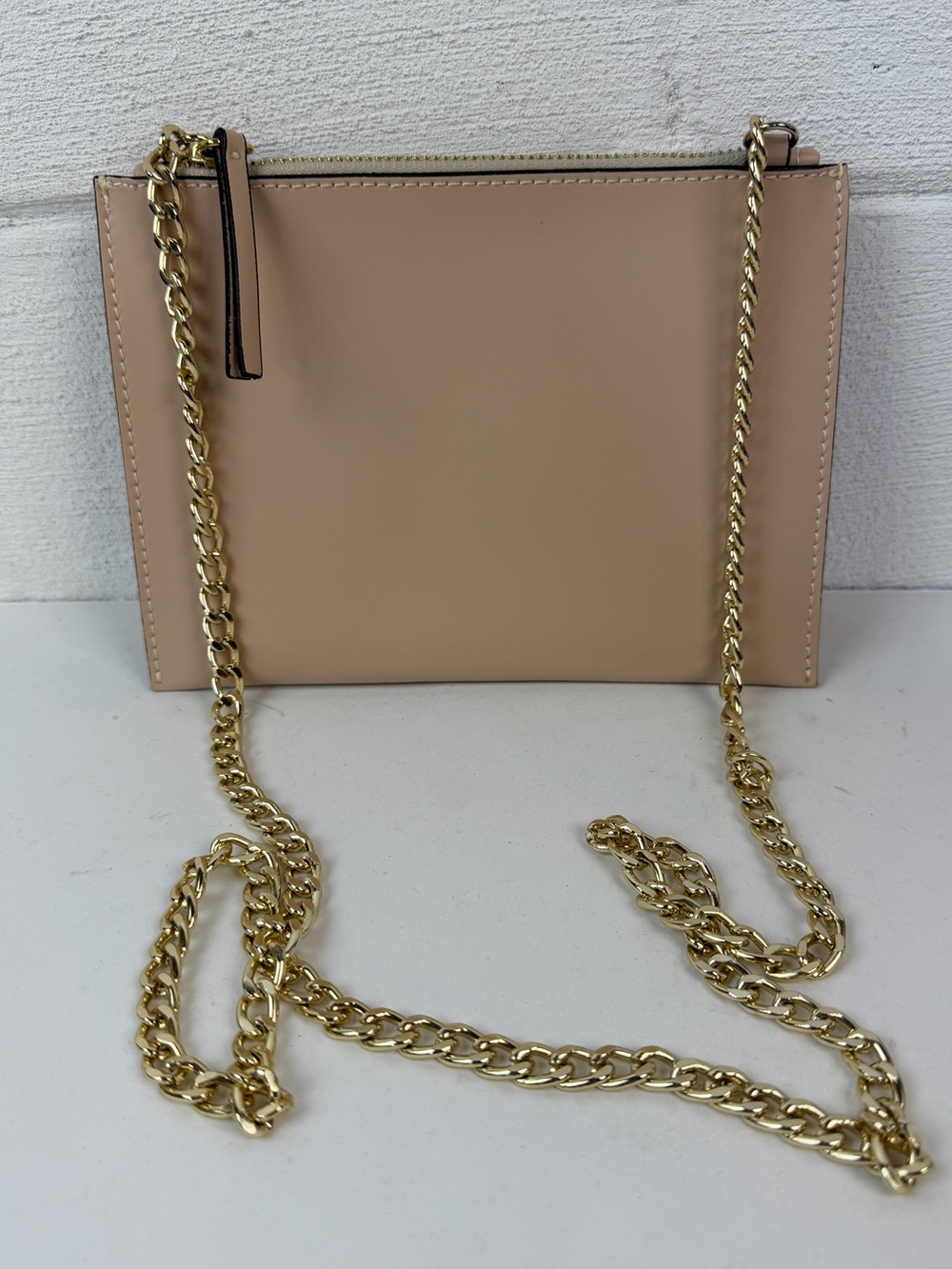 Alberta Di Canio Beige Leather Chain Strap Bag